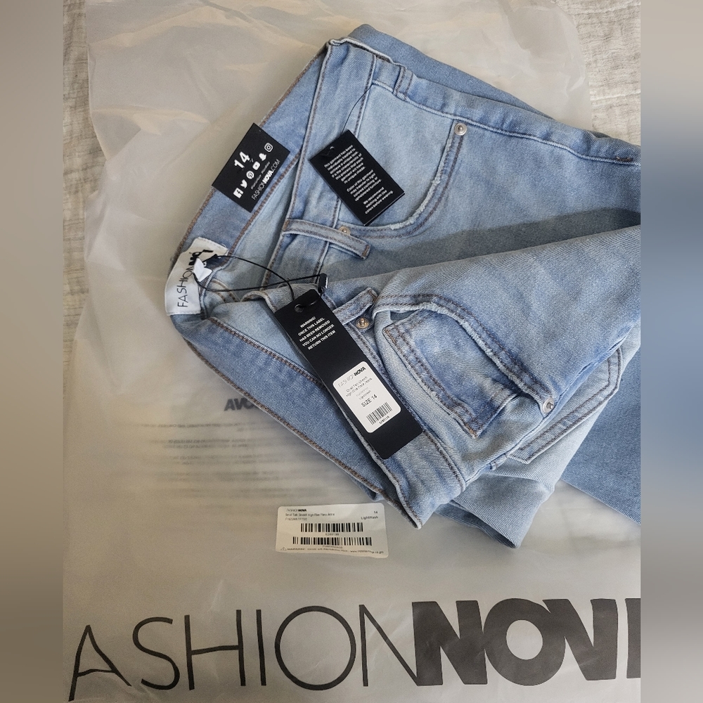 Fashion Nova Jeans - Small Talk Stretch High Rise Flare Jeans - Light Wash